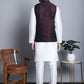 Men's Woven Design Nehru Jacket With Kurta Pyjama Set