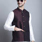 Men's Woven Design Nehru Jacket With Kurta Pyjama Set