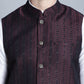 Men's Woven Design Nehru Jacket With Kurta Pyjama Set