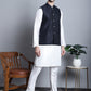 Men's Woven Design Nehru Jacket With Kurta Pyjama Set