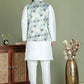Printed Nehru Jacket With Kurta Pyjama Set for Men ( JOKPWC 636W 4090Green )