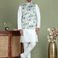 Printed Nehru Jacket With Kurta Pyjama Set for Men ( JOKPWC 636W 4090Green )