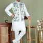 Printed Nehru Jacket With Kurta Pyjama Set for Men ( JOKPWC 636W 4090Green )