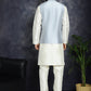 Men's Sequins and Embroidred Nehru Jacket With Solid Kurta Pyjama ( JOKPWC 636W 4096Grey )