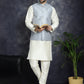 Men's Sequins and Embroidred Nehru Jacket With Solid Kurta Pyjama ( JOKPWC 636W 4096Grey )