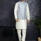 Men's Sequins and Embroidred Nehru Jacket With Solid Kurta Pyjama ( JOKPWC 636W 4096Grey )
