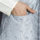 Men's Sequins and Embroidred Nehru Jacket With Solid Kurta Pyjama ( JOKPWC 636W 4096Grey )