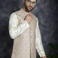 Men's Sequins and Embroidred Nehru Jacket With Solid Kurta Pyjama ( JOKPWC 636W 4096Peach )