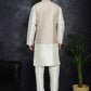 Men's Sequins and Embroidred Nehru Jacket With Solid Kurta Pyjama ( JOKPWC 636W 4096Peach )