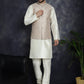 Men's Sequins and Embroidred Nehru Jacket With Solid Kurta Pyjama ( JOKPWC 636W 4096Peach )