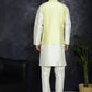 Men's Sequins and Embroidred Nehru Jacket With Solid Kurta Pyjama ( JOKPWC 636W 4096Yellow )