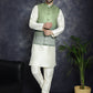 Men's Printed Nehru Jacket With Solid Kurta Pyjama ( JOKPWC 636W 4097Green )
