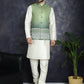 Men's Printed Nehru Jacket With Solid Kurta Pyjama ( JOKPWC 636W 4097Green )
