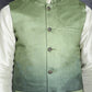 Men's Printed Nehru Jacket With Solid Kurta Pyjama ( JOKPWC 636W 4097Green )
