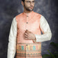 Men's Printed Nehru Jacket With Solid Kurta Pyjama ( JOKPWC 636W 4097Peach )