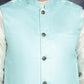 Men's Printed Nehru Jacket With Solid Kurta Pyjama ( JOKPWC 636W 4097Sky )