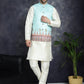 Men's Printed Nehru Jacket With Solid Kurta Pyjama ( JOKPWC 636W 4097Sky )