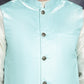 Men's Printed Nehru Jacket With Solid Kurta Pyjama ( JOKPWC 636W 4097Sky )