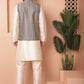 Men's Woven Design Nehru Jacket With Solid Kurta Pyjama