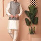 Men's Woven Design Nehru Jacket With Solid Kurta Pyjama