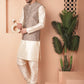 Men's Woven Design Nehru Jacket With Solid Kurta Pyjama