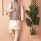 Men's Woven Design Nehru Jacket With Solid Kurta Pyjama