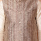 Men's Woven Design Nehru Jacket With Solid Kurta Pyjama