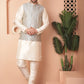 Men's Woven Design Nehru Jacket With Solid Kurta Pyjama