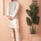 Men's Woven Design Nehru Jacket With Solid Kurta Pyjama