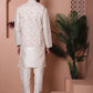 Sequins and Printed Nehru Jacket With Solid Kurta Pyjama