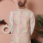 Sequins and Printed Nehru Jacket With Solid Kurta Pyjama