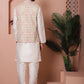 Sequins and Printed Nehru Jacket With Solid Kurta Pyjama