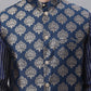 Men's Navy Blue Embroidered Kurta Pyjama With Floral Printed Nehru Jacket