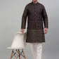 Men's Woven Design Nehru Jacket with Printed Kurta Pyjama Set