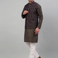 Men's Woven Design Nehru Jacket with Printed Kurta Pyjama Set