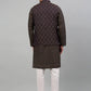Men's Woven Design Nehru Jacket with Printed Kurta Pyjama Set