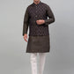 Men's Woven Design Nehru Jacket with Printed Kurta Pyjama Set
