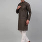 Men's Woven Design Nehru Jacket with Printed Kurta Pyjama Set