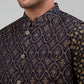 Men's Woven Design Nehru Jacket with Printed Kurta Pyjama Set