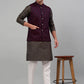 Men's Woven Design Nehru Jacket with Printed Kurta Pyjama Set