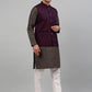 Men's Woven Design Nehru Jacket with Printed Kurta Pyjama Set