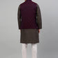 Men's Woven Design Nehru Jacket with Printed Kurta Pyjama Set