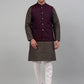 Men's Woven Design Nehru Jacket with Printed Kurta Pyjama Set