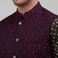 Men's Woven Design Nehru Jacket with Printed Kurta Pyjama Set