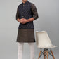 Men's Woven Design Nehru Jacket with Printed Kurta Pyjama Set