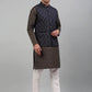 Men's Woven Design Nehru Jacket with Printed Kurta Pyjama Set