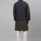 Men's Woven Design Nehru Jacket with Printed Kurta Pyjama Set
