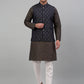 Men's Woven Design Nehru Jacket with Printed Kurta Pyjama Set