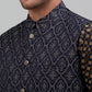 Men's Woven Design Nehru Jacket with Printed Kurta Pyjama Set