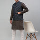 Men's Woven Design Nehru Jacket with Printed Kurta Pyjama Set